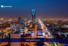 إطلالة ليلية لمدينة الرياض مع ظهور برج المملكة مضاءً – صورة مرافقة لمقال زمالة جامعة الملك عبدالله للعلوم والتقنية KAUST.