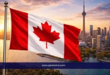 علم كندا أمام أفق مدينة تورونتو في إشارة إلى منح جامعة كارلتون في كندا للطلاب الدوليين