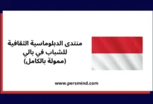 صورة تحتوي على علم إندونيسيا وإعلان عن منتدى الدبلوماسية الثقافية للشباب في بالي 2026 (ممولة بالكامل)