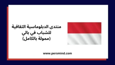 صورة تحتوي على علم إندونيسيا وإعلان عن منتدى الدبلوماسية الثقافية للشباب في بالي 2026 (ممولة بالكامل)
