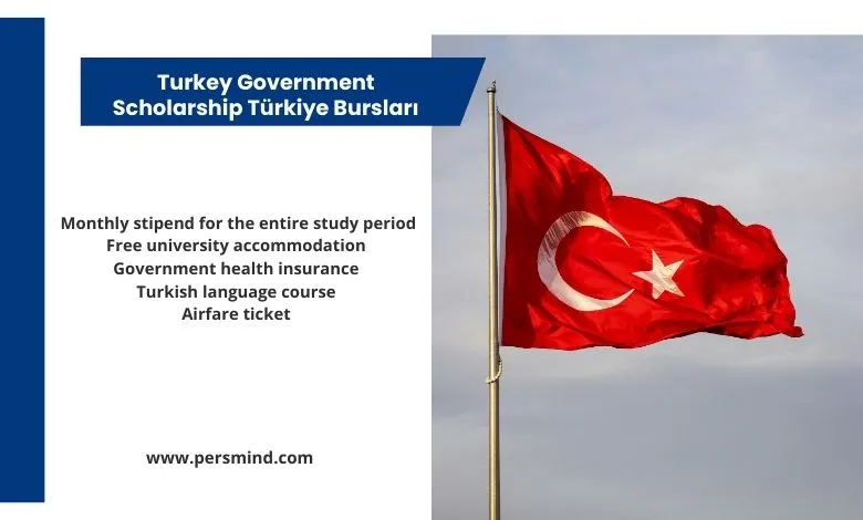 Turkish flag representing the Turkey Government Scholarship (Türkiye Bursları) for international students.
