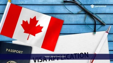 تأشيرة كندا – علم كندا مع جواز سفر ونموذج طلب فيزا كندية يوضح خطوات التقديم الرسمية
