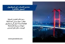 جسر البوسفور في إسطنبول ليلًا يرمز إلى منتدى الشباب الدولي في تركيا.