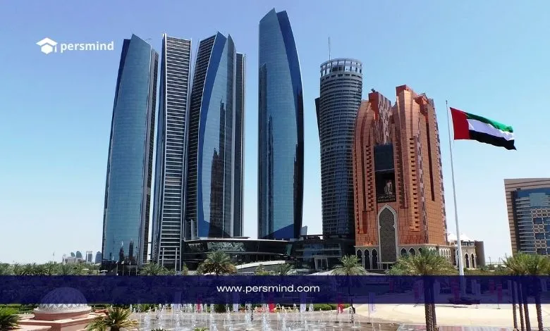 أبراج الاتحاد في مدينة أبوظبي مع رفع علم دولة الإمارات – صورة رمزية لفرص الدراسة والمنح الجامعية في جامعة أبوظبي 2026.