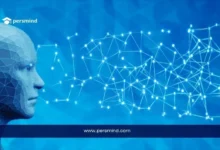 تصميم رقمي لوجه بشري ثلاثي الأبعاد مع شبكة نقاط مضيئة تمثل تقنيات الذكاء الاصطناعي، يعبر عن برنامج MBZUAI UGRIP.