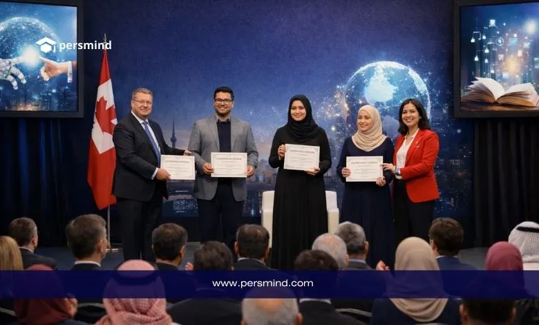 تكريم المشاركين في منتدى الدبلوماسية الثقافية والتكنولوجيا في كندا خلال حفل توزيع شهادات المشاركة.