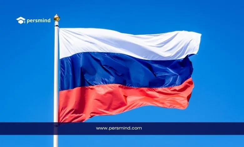 Russian flag waving in the sky representing the Skoltech University fully funded scholarship in Russia