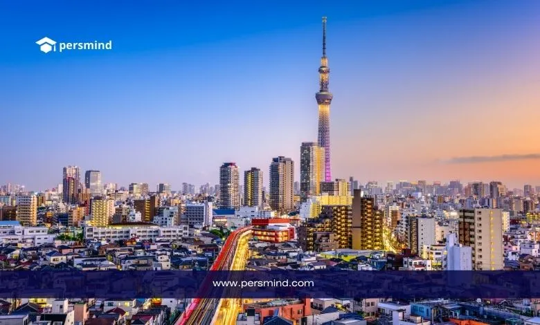 أفق مدينة طوكيو مع برج طوكيو سكاي تري وقت الغروب، يرمز إلى برنامج سوكينداي كيك الصيفي في اليابان