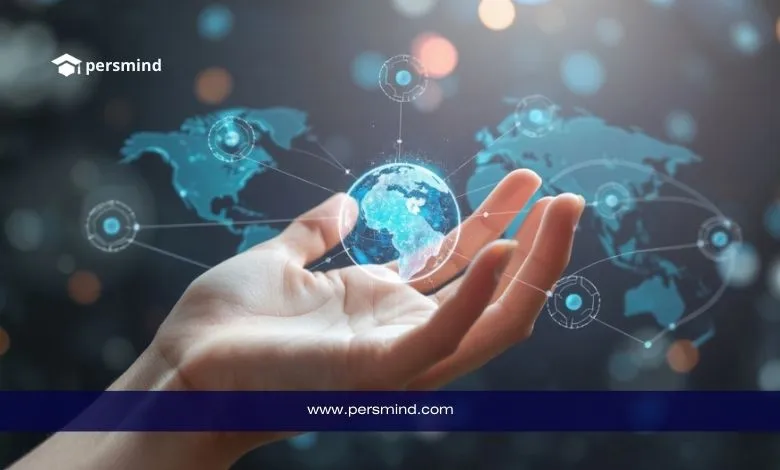 صورة ليد تحمل مجسّمًا مضيئًا لكوكب الأرض مع خريطة العالم في الخلفية، تُستخدم للتعبير عن برنامج ماكين للقادة العالميين (MGLP) لتطوير مهارات القيادة العالمية.