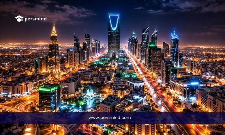 أفق مدينة الرياض ليلًا يرمز إلى فرص الدراسة والمنح في السعودية