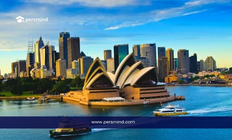 دار أوبرا سيدني وأبراج المدينة على الواجهة البحرية – صورة توضيحية لمقال منحة جامعة ملبورن في أستراليا 2026.