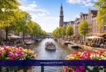 منظر لقنوات مدينة أمستردام في هولندا في إشارة إلى فرص العمل بعد التخرج في هولندا للطلاب الدوليين