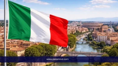 علم إيطاليا يرفرف أمام معالم مدينة روما ونهر التيبر ضمن مقال عن برنامج التدريب الداخلي للصندوق الدولي للتنمية الزراعية