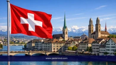 علم سويسرا أمام مدينة زيورخ في إشارة إلى برنامج الطلاب الصيفي السويسري للطلاب الدوليين