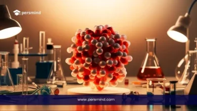 نموذج جزيئي ثلاثي الأبعاد في مختبر علمي يوضح مفهوم دراسة تخصص الفيزياء الحيوية وتطبيق الفيزياء في فهم الأنظمة البيولوجية