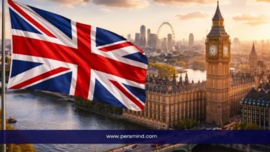 علم المملكة المتحدة أمام معالم لندن الشهيرة ضمن مقال عن منحة ScottishPower للماجستير