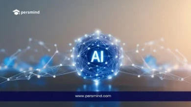 صورة رقمية لكلمة AI داخل شبكة تقنية ضمن مقال وظيفة أونلاين لمتحدثي العربية.